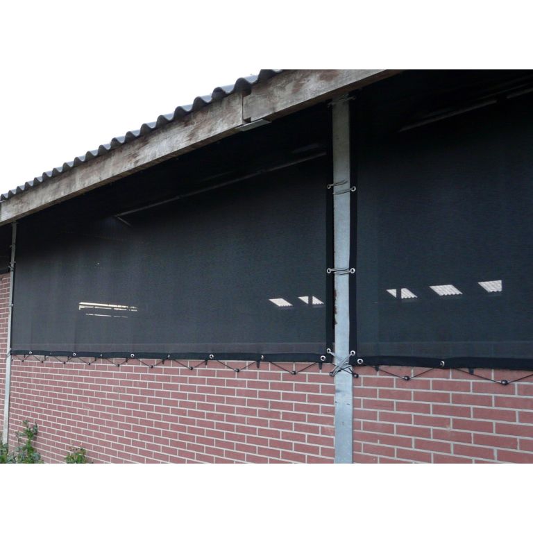 Windbreekgaas Pro Line PVC zwart met polyester band en zeilogen